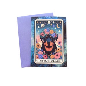 Rottweiler Greeting Card | Celestial Dog Greeting Card 5x7” | Boho Canine Art | Watercolour Birthday Card | Gifts For Dog Lovers