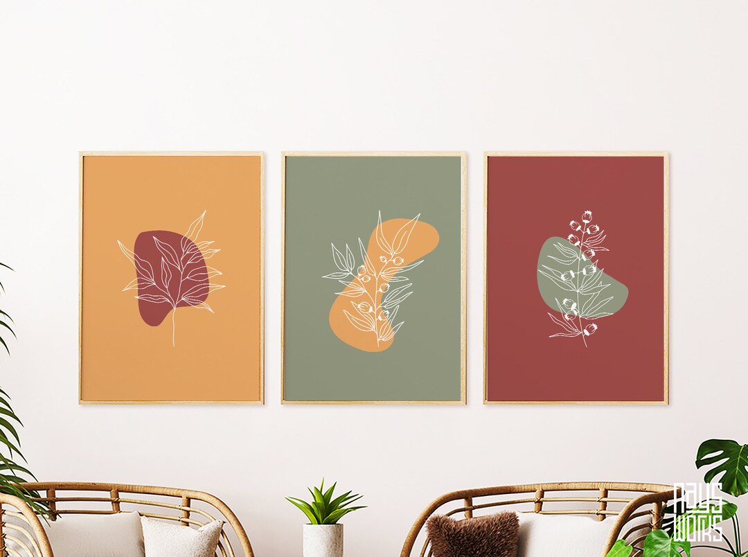 Botanical 3 Piece Wall Art - Set of 3 Prints Botanical Print - Boho ...