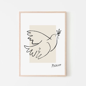 Picasso Print Dove Line Art - Exhibition Poster | Printable Wall Art | Pablo Picasso Line Art Poster, Museum Poster, Above Bed Art