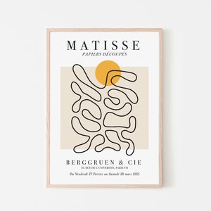 Henri Matisse Abstract Printable Wall Art La Gerbe Vintage Exhibition Poster Digital Download Black and Orange The Shealf Minimalist Print