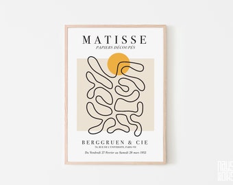Henri Matisse Abstracto Imprimible Wall Art La Gerbe Vintage Exhibition Poster Descarga digital Negro y Naranja The Shealf Impresión minimalista