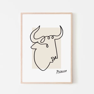 Picasso Print Bull Linie Kunst - druckbare Wandkunst | Pablo Picasso Linie Kunst Poster - Museum Poster - über Bett Kunst - Ausstellung Poster