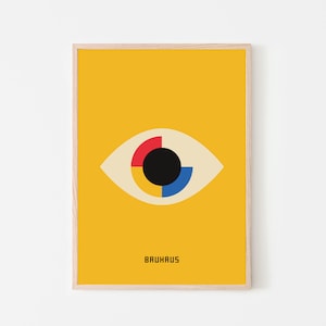 Bauhaus Poster Minimalist Wall Art - Yellow Mid Century Poster Printable Wall Art | Exhibition Poster | Bauhaus Print | Museum Poster