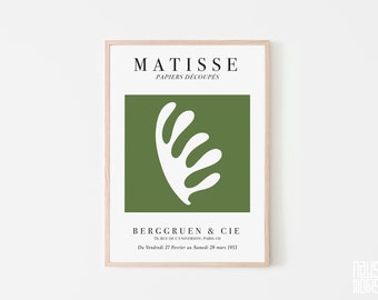 Henri Matisse Abstract Printable Wall Art La Gerbe Vintage Exhibition Poster Digital Download Green White Leaf The Shealf Minimalist Print