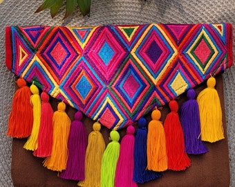 Multicolor Suede Clutch| Artisan Embroidered suede clutch