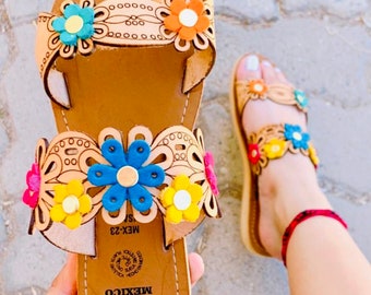 Margaritas Mexican Sandals | Slip On Sandals with Floral Details