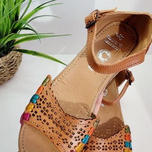 Mexican Huarache with color braid detail | Handmade huaraches | low wedge