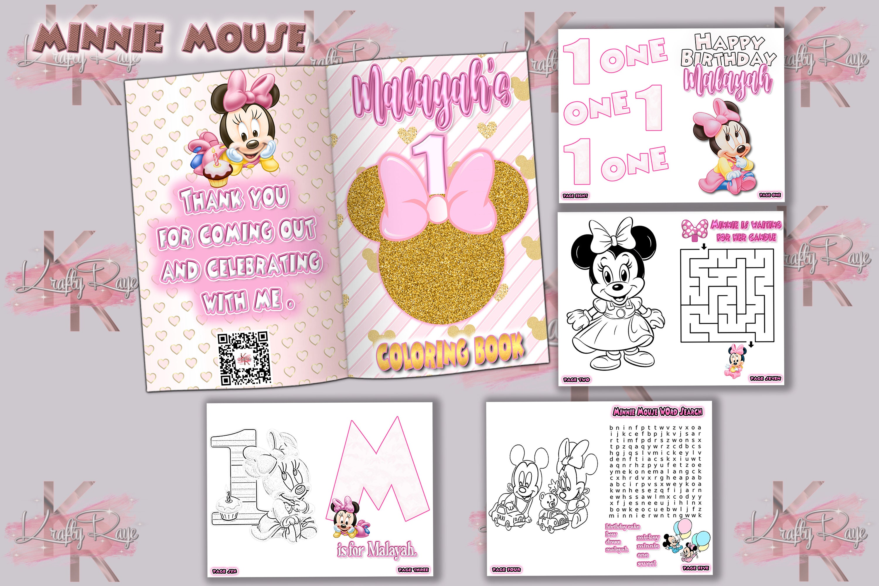 Minnie Mouse Theme Custom Coloring Books Custom Party Favors