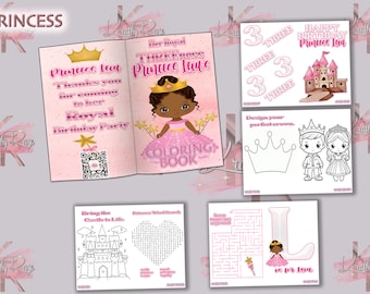 Prinsessenthema | Haar koninklijke drieheid | Aangepaste kleurboeken | Aangepaste feestartikelen | Kleurboeken | Kleurplaten