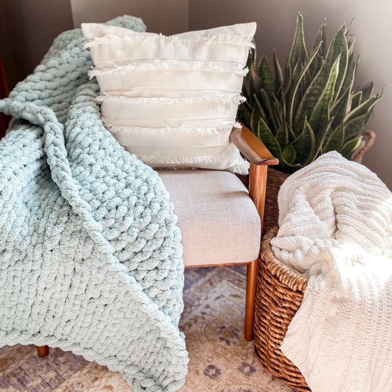 Handmade Chenille Chunky Knit BlanketReady-to-GiftBoho Home decor Unique ThrowSoft & Comfy ThrowPerfect Gift for MomFREE US Shipping image 6