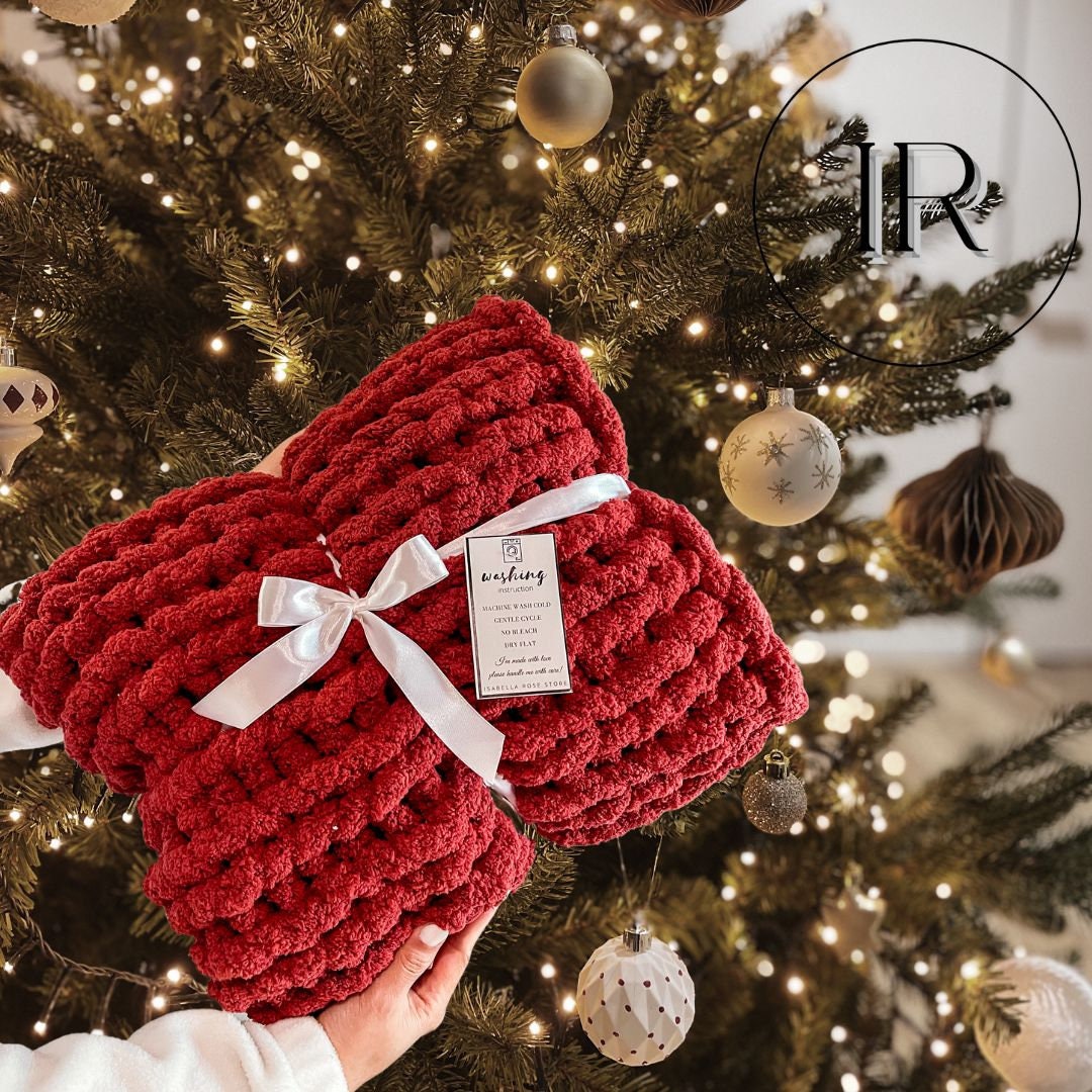 Handmade Chenille Chunky Knit Blanketreadytogiftboho Home Etsy