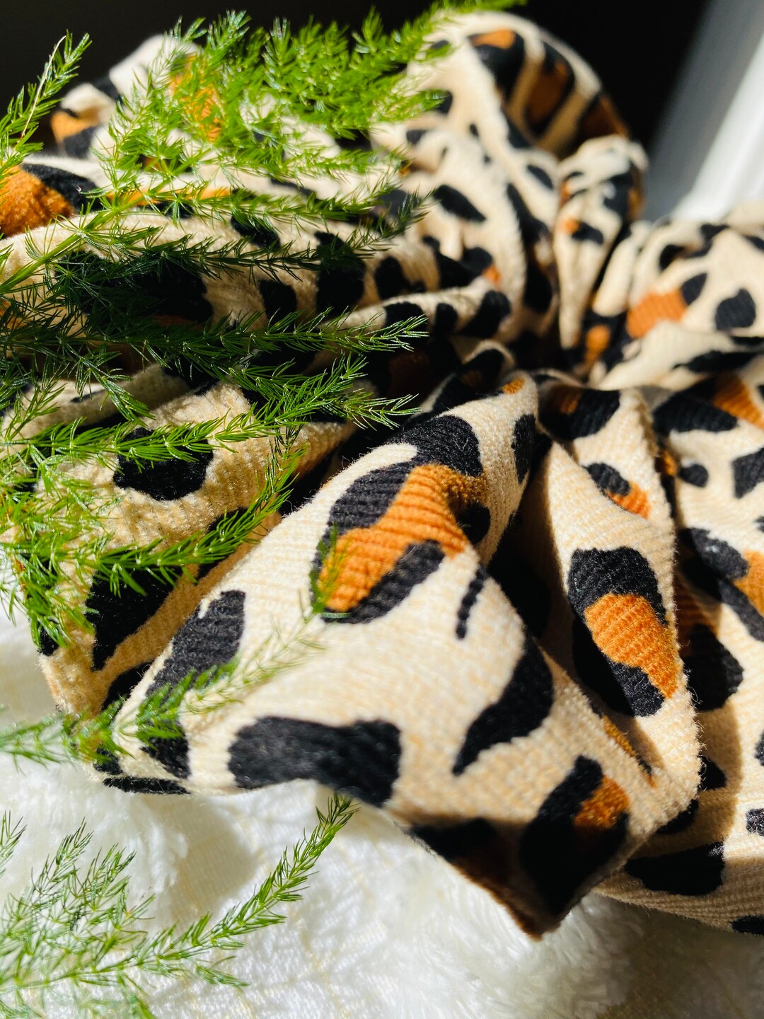 Leopard Print Elastic Retro Large Scrunchies
