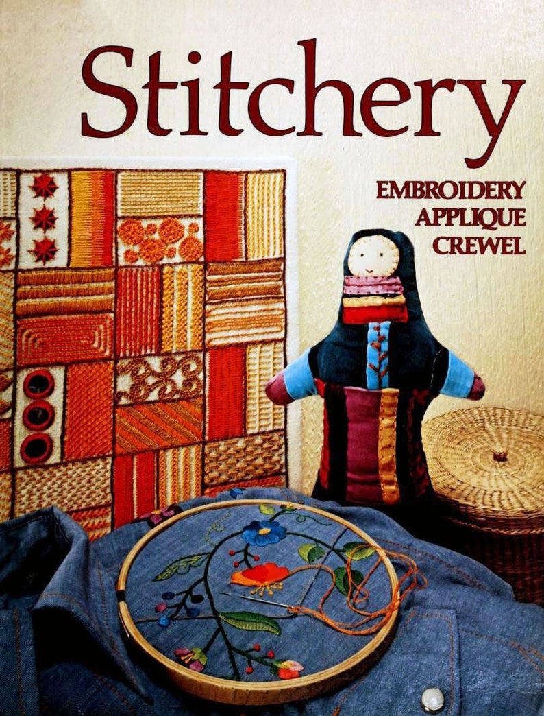 Vintage Embroidery design Basic techniques of stitchers Stitchery: crewel, embroidery, applique 80 pages DIGITAL FILE PDF image 1