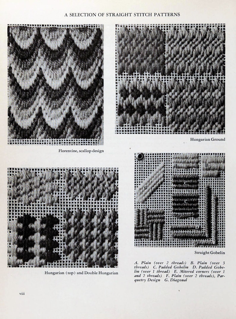 Vintage 170 Embroidery Stitch Patterns Canvas Stitches the Encyclopedia