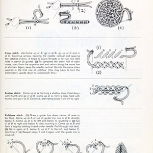 Diseño de bordado vintage Técnicas básicas de costura Costura: Crewel, bordado, apliques 80 páginas ARCHIVO DIGITAL PDF imagen 3