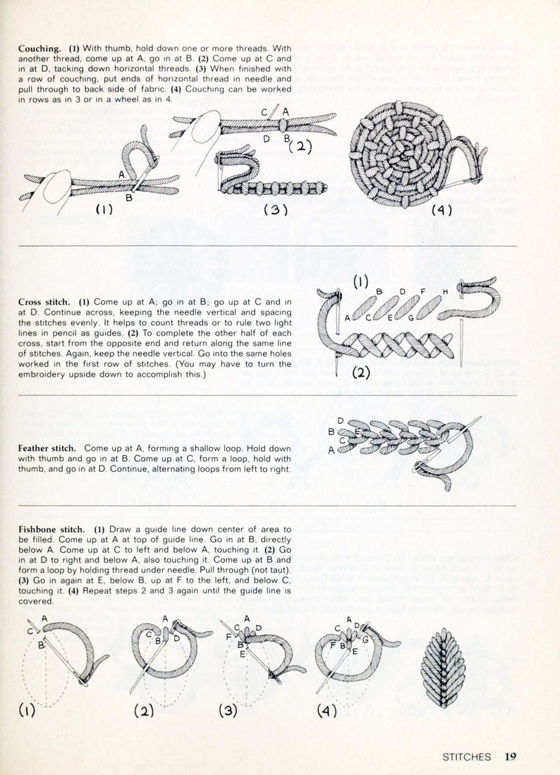 Diseño de bordado vintage Técnicas básicas de costura Costura: Crewel, bordado, apliques 80 páginas ARCHIVO DIGITAL PDF imagen 3
