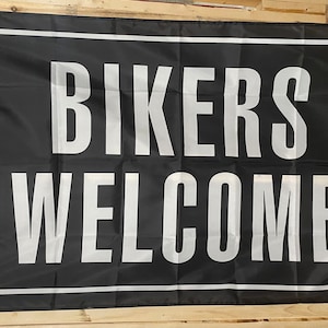 Bikers Welcome Flag FREE USA SHIPPING Harley-Davison Bike Week Victory Sturgis Indian Beer Poker Run Bar Banner Sign Poster Single Side 3x5’