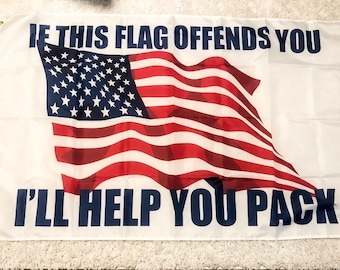 "If This Flag Offends You I'll Help You Pack" Women's Patriotic Tank Top - Ring-Spun Cotton, Black, Size S