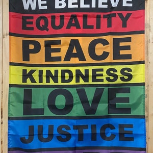 Pride Flag FREE SHIPPING Equality LGBTQ+ Gay Human Rights Love Justice Marriage usa Banner Sign Poster Single Side 3x5’