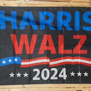 Kamala Harris Tim Walz 2024 Flagga FRI FRAKT För Folket President Röst Demokrat Liberal Jämlikhet USA Banderoll Skylt Affisch Enkelsidig 3x5’