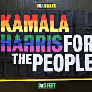Kamala Harris 2024 Bandera ENVÍO GRATIS Para el Pueblo Presidente Voto Demócrata Liberal Igualdad usa Banner Sign Poster Single Side 3x5'