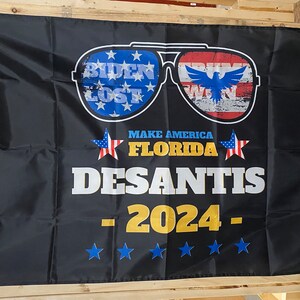 Ron Desantis 2024 Flag FREE USA SHIPPING President Republican Florida Vote Red Save America Economy Banner Sign Poster Single Side 3x5’