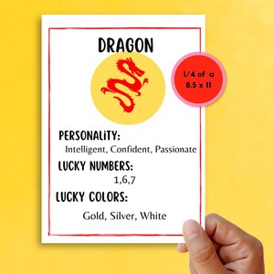 Chinese New Year Zodiac Animal Fortune Card, Lunar New Year Printable Bundle