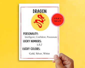 Chinese New Year Fortune Card Game, Zodiac Animal Printable (PDF Download)