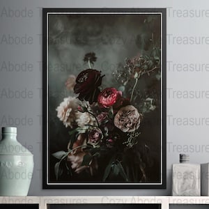 Dark Floral Wallpaper, Moody Gothic Roses Wall Art (digital Download ...