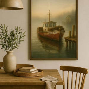 Coastal Fishing Boat Print: Moody Nautical Wall Art (digital Download ...
