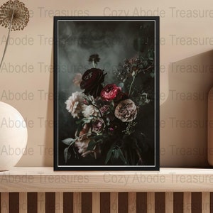 Dark Floral Wallpaper, Moody Gothic Roses Wall Art (digital Download ...