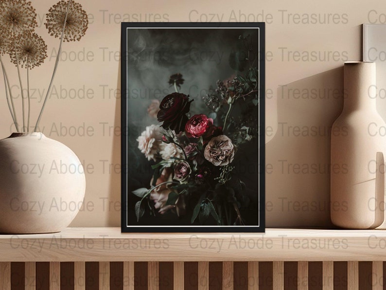 Dark Floral Wallpaper, Moody Gothic Roses Wall Art (digital Download ...