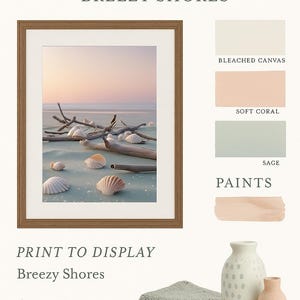 Seashell Wall Art Printable, Coastal Beach Decor, Driftwood Ocean Print, Digital Download Artwork for Beach Cottage and Nautical Homes