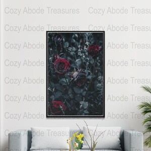Gothic Dark Red Roses Digital Wallpaper, Moody Floral Photography ...