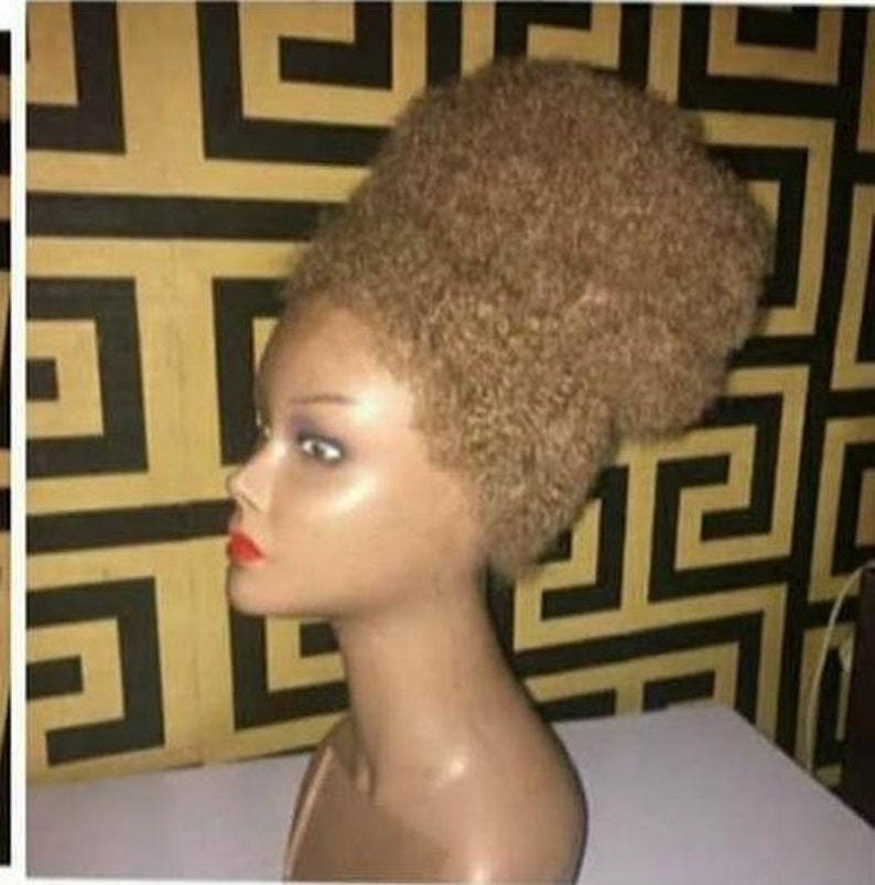 Afro Wig Bun Synthetic Etsy