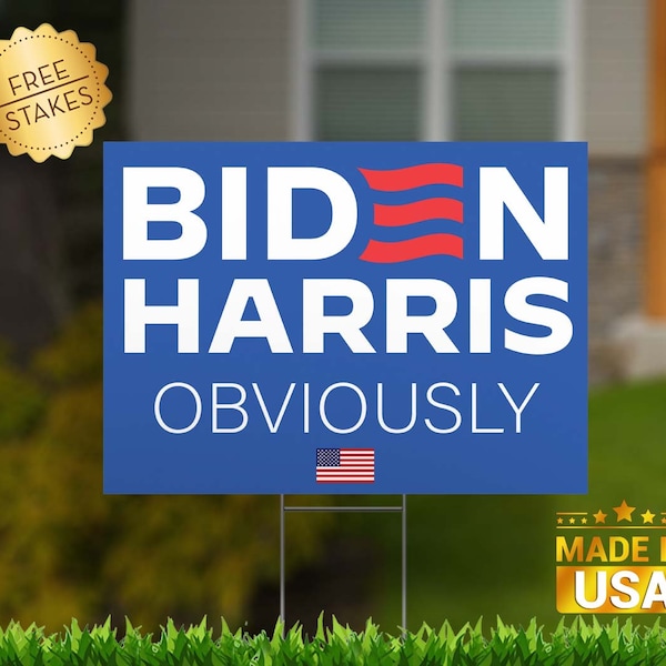 Biden Harris Obviously 2024 Biden Harris Yard Sign Biden 2024 Sign Vote Democrat Yard Sign for Biden Harris 2024 President Sign