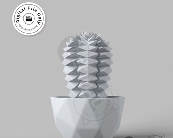 Bonsai 3D Print Model: Geometric Potted Plant (STL File)