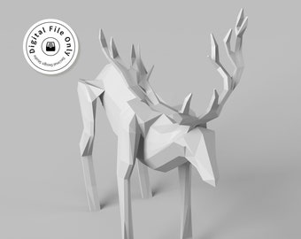 Low Poly Male Deer 3D Model: STL File (Digital Download)