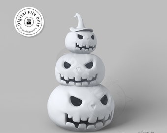 Jack o'lantern 3D Model: Stacked Pumpkin Lanterns (STL File)