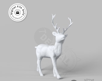 Christmas Deer 3D Model | Male Deer STL File (Digital Download)