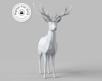 Low poly Male Deer | Low poly Male Deer 3D model | Male Deer STL 3D print model | Male Deer 3D model |  Free Shipping