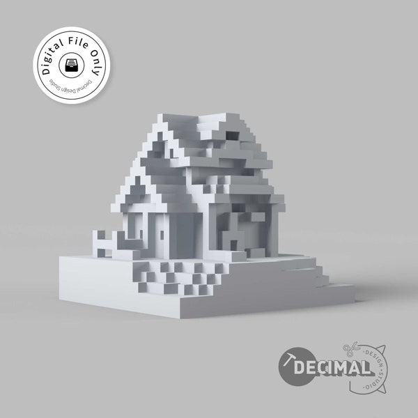 Minecraft Pixel House | Minecraft House | Minecraft Model | Minecraft House Model | Minecraft House 3D Model | House STL 3D print model