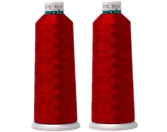 Madeira Polyneon Embroidery Thread - 2 Pack Red - 1838 - 5500 YD 40 Wt