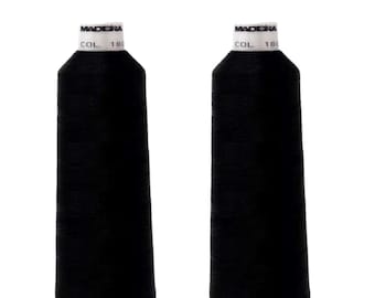 Madeira Polyneon Embroidery Thread - 2 pack Black - 1800 - 5500 YD 40 Wt