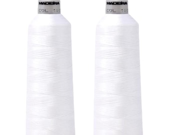 Madeira Polyneon Embroidery Thread - 2 pack White - 1801 - 5500 YD 40 Wt