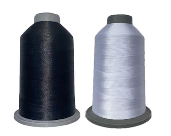 THREAD SOLUTION GLITZ Trilobal 100% Polyester Embroidery Thread 40 Wt 5500 Yd 2 Pack Color Bright White #101-Bw - #101-Black