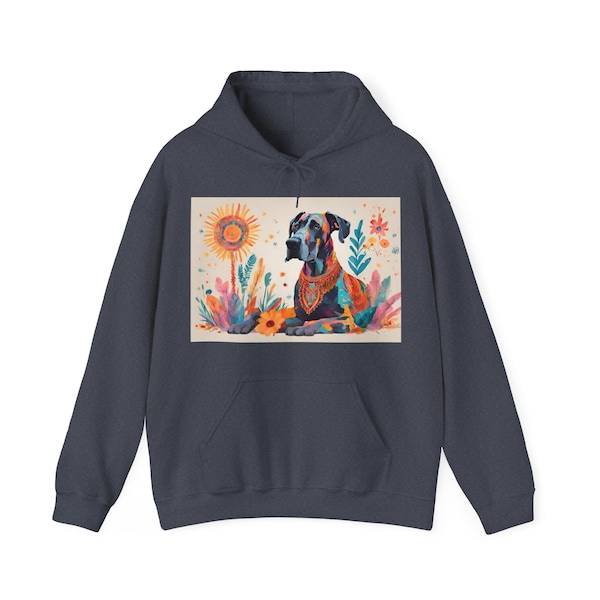 Great Dane Colorful Hoodie. Dog Themed Sweatshirt. Boho Great Dane Gift. Dog Owner Hoodie. Dog Owner Gift. Pet Lover Hoodie. Pet Lover Gift.