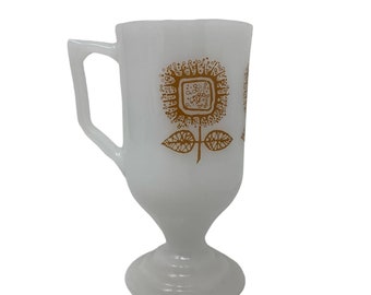 Vintage Federal Glass sunflower milk glass mug