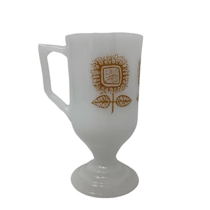 Vintage Federal Glass sunflower milk glass mug