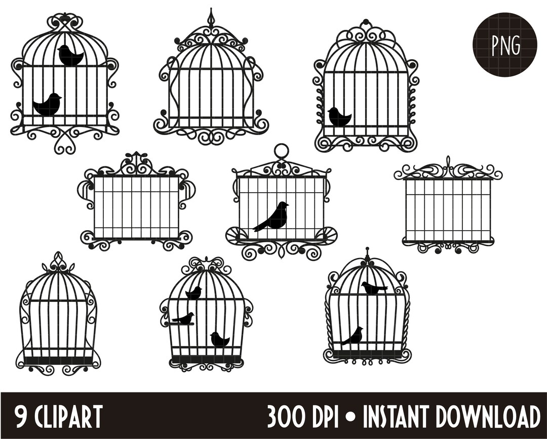 Cod086-bird Cage/printable /digital Collage Sheet/printable - Etsy